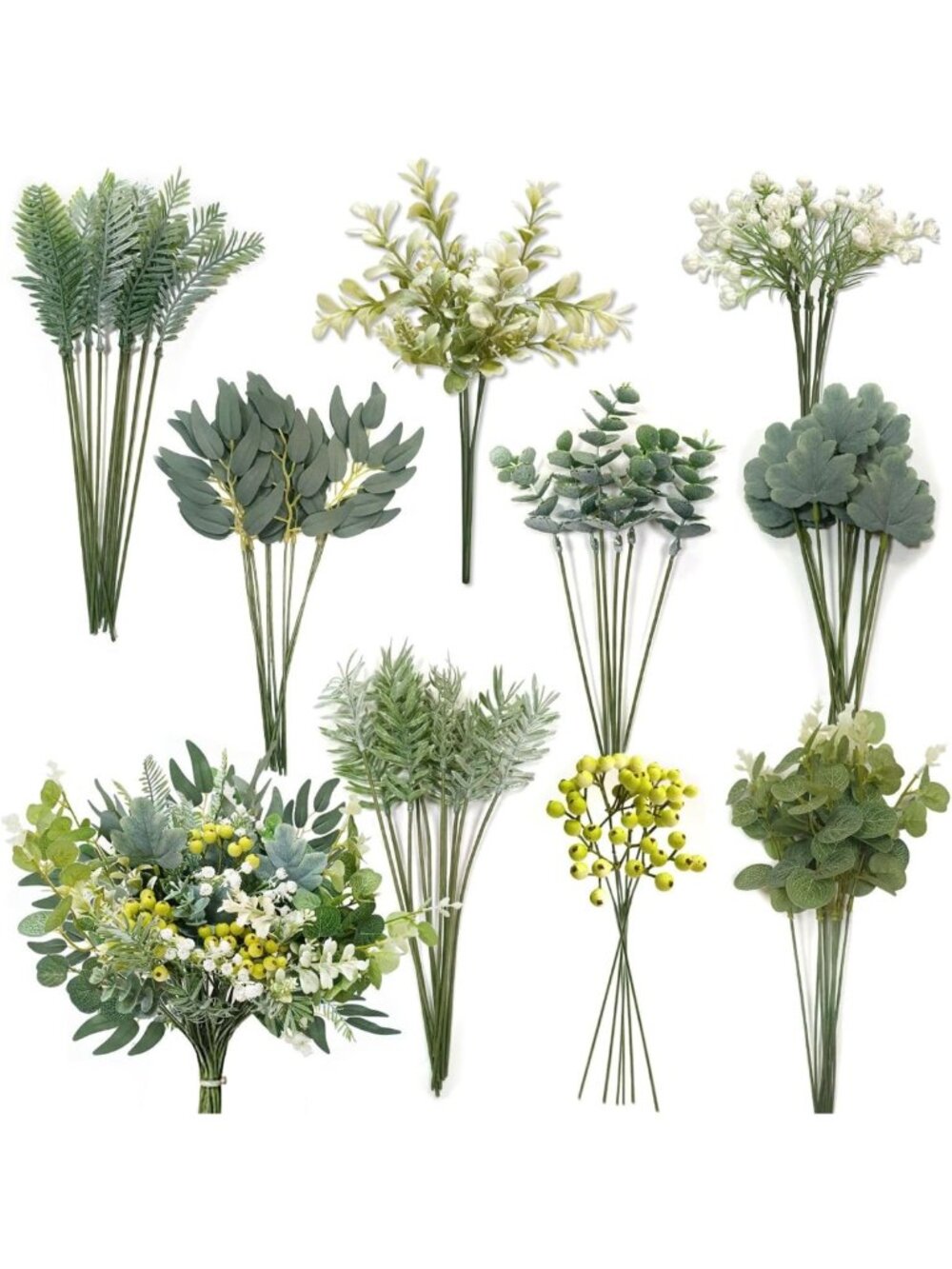 78 Pcs Faux Flowers & Greenery Stems - Perfect for DIY Wedding Bouquets